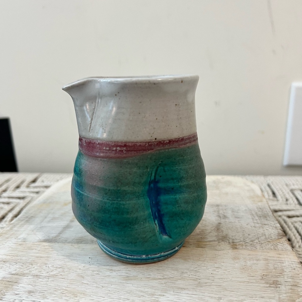Handcrafted Ceramic Pitcher - Green and White